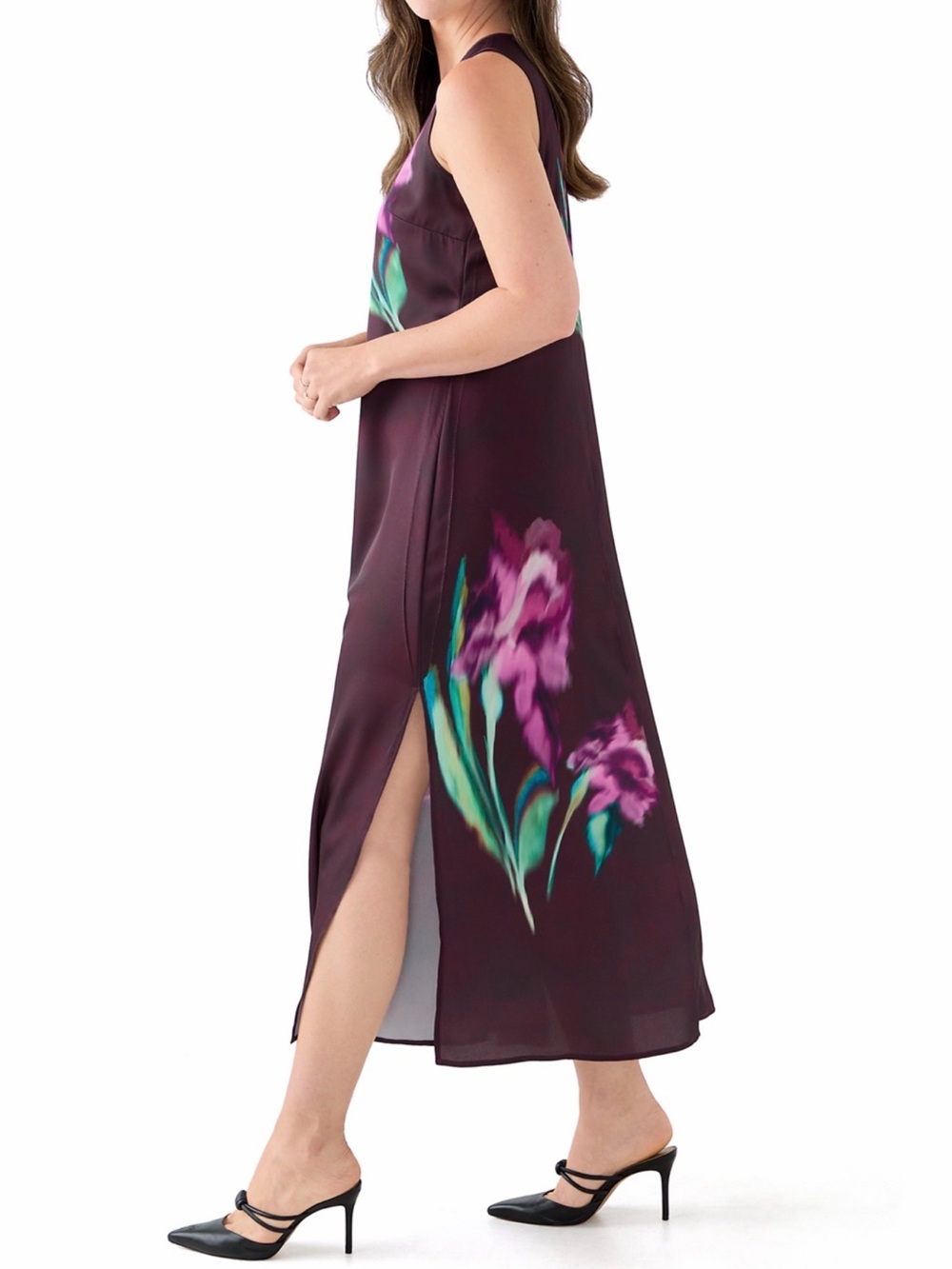 Vince Camuto Plum Floral Maxi Slip Dress